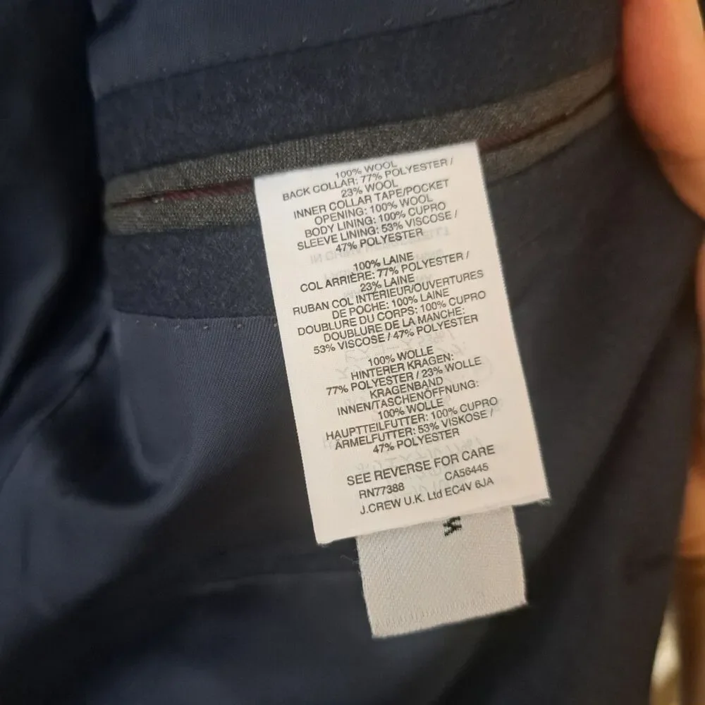 J Crew 100% Wool Blue Ludlow Blazer Mens 40S Navy American Woolen Sport Coat